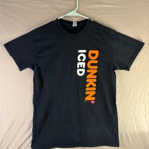 Dunkin Doughnuts employee Gildan Black Tee with Orange and White Print size M